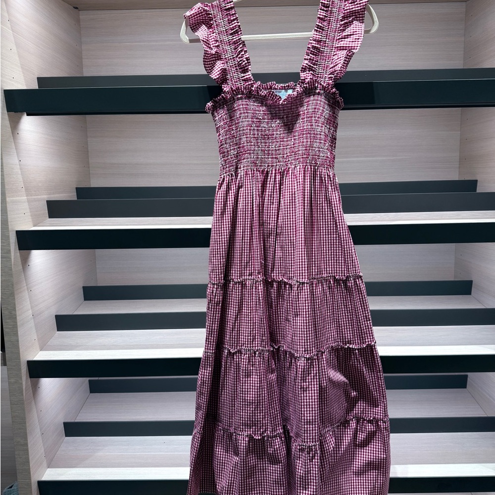 Hill House Red Gingham Ruffle Maxi Dress